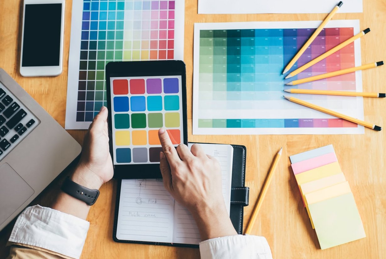 graphic designer sketching notebook