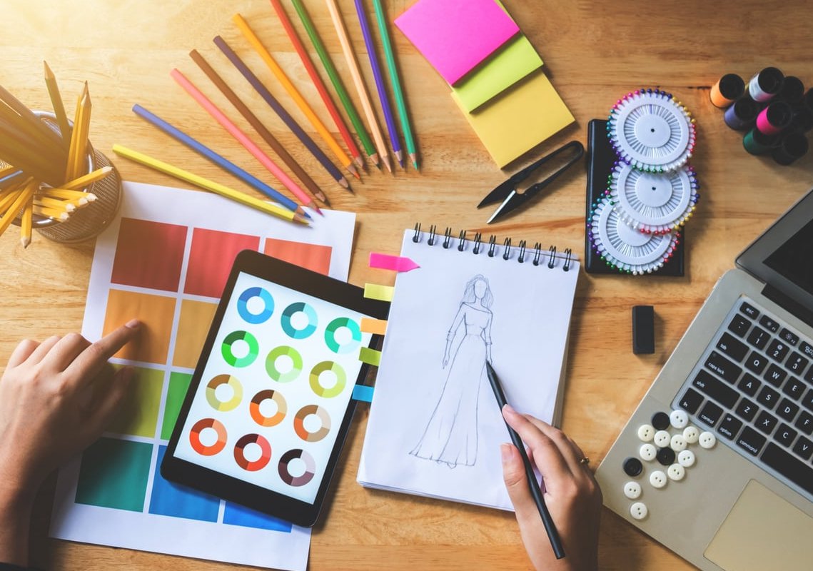 graphic designer sketching notebook
